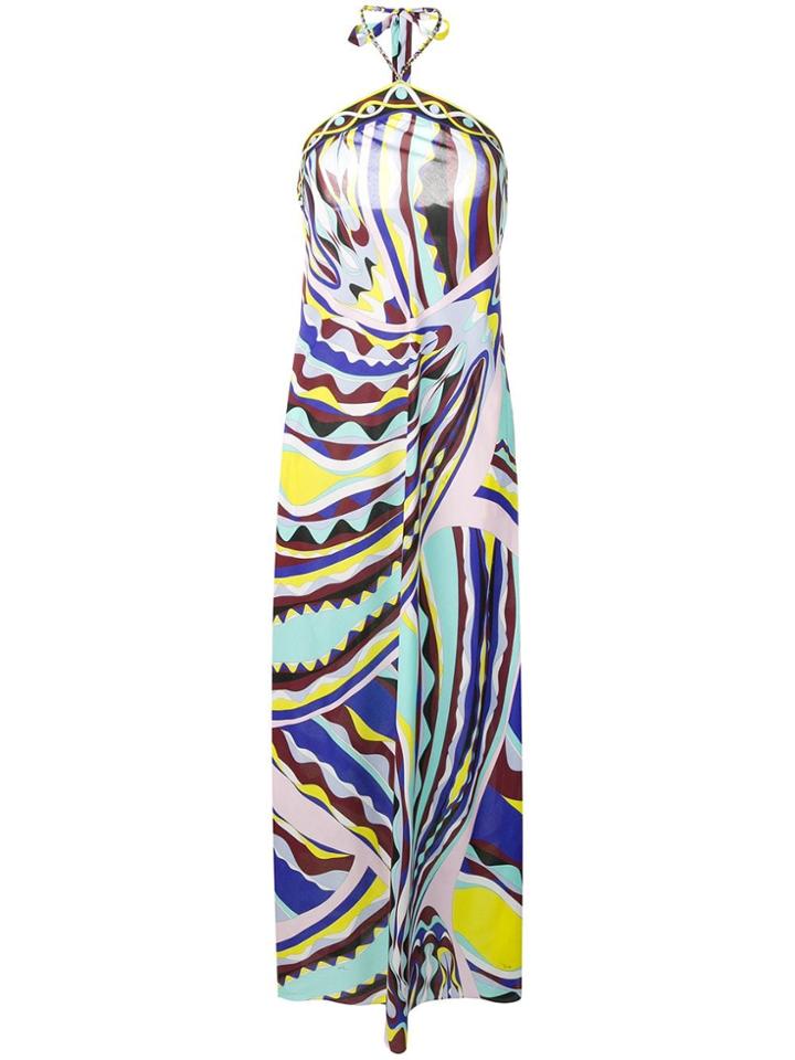 Emilio Pucci Burle Print Chain Halter-neck Dress - Blue