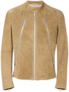 Maison Margiela Zip Detail Leather Jacket - Brown
