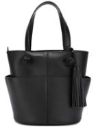 Tod's Tassel Detail Tote, Women's, Black, Calf Leather