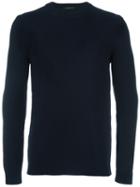 Roberto Collina Classic Knitted Sweater, Men's, Size: 52, Blue, Merino