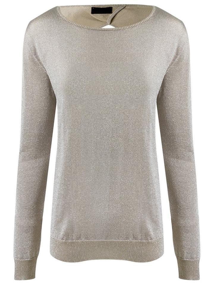 Andrea Bogosian Open Back Blouse, Women's, Size: Medium, Grey, Polyester/viscose