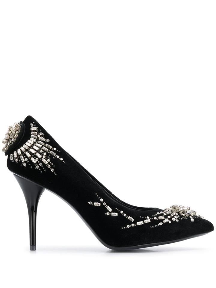 Amen Embellished Pointed Pumps - Black