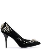 Amen Embellished Pointed Pumps - Black