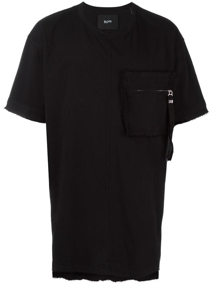 Blood Brother Zipped Fuzzy Pocket T-shirt, Men's, Size: Large, Black, Cotton