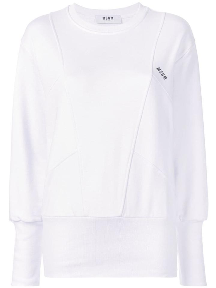 Msgm Longline Logo Print Sweatshirt - White
