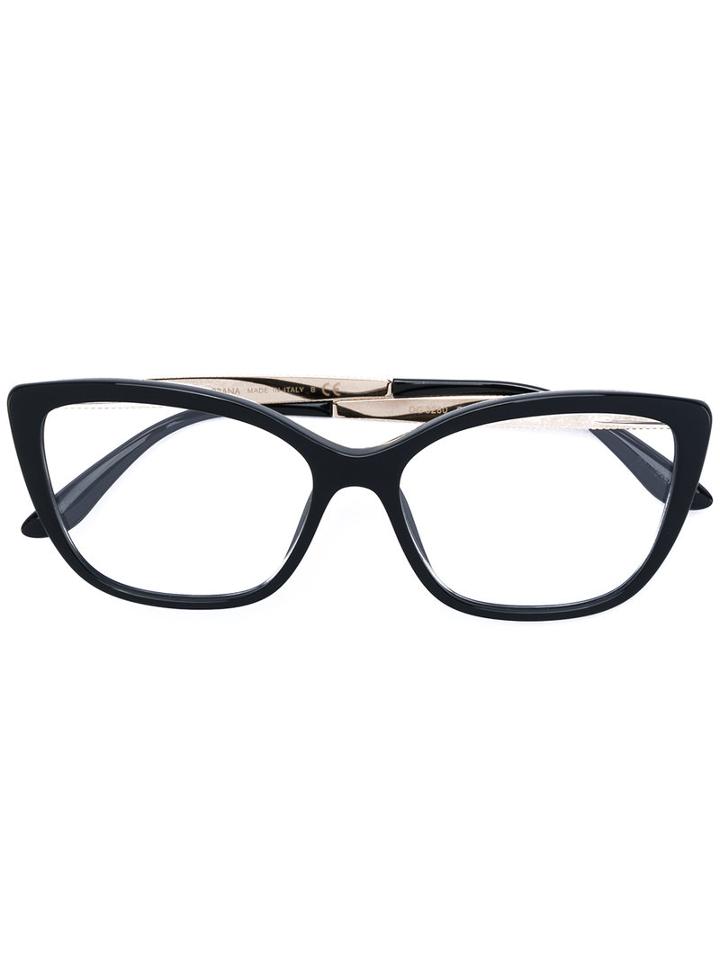 Dolce & Gabbana Eyewear - Cat-eye Frame Glasses - Women - Acetate/metal (other) - 54, Black, Acetate/metal (other)