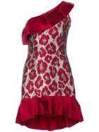 Christian Pellizzari Single Shoulder Jacquard Dress - Red
