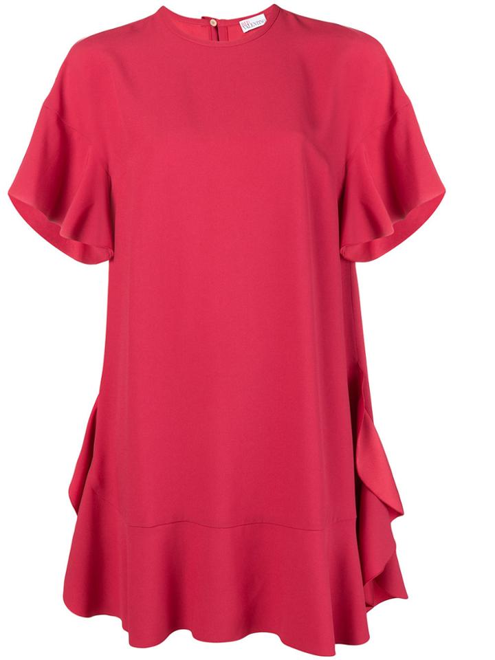 Red Valentino Ruffled Sleeves And Hem Dress