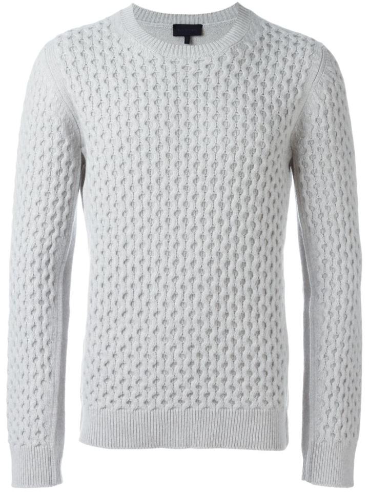 Lanvin Cable Knit Jumper, Men's, Size: Medium, Grey, Merino