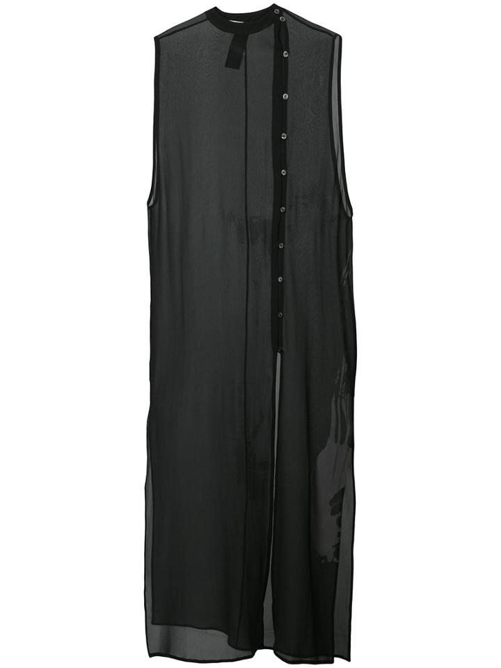 Isabel Benenato - Sheer Sleeveless Dress - Women - Silk - 42, Black, Silk