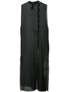Isabel Benenato - Sheer Sleeveless Dress - Women - Silk - 42, Black, Silk