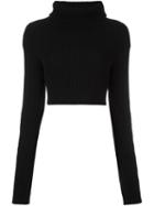 Valentino Cropped Roll Neck Jumper, Women's, Size: Medium, Black, Cashmere/virgin Wool