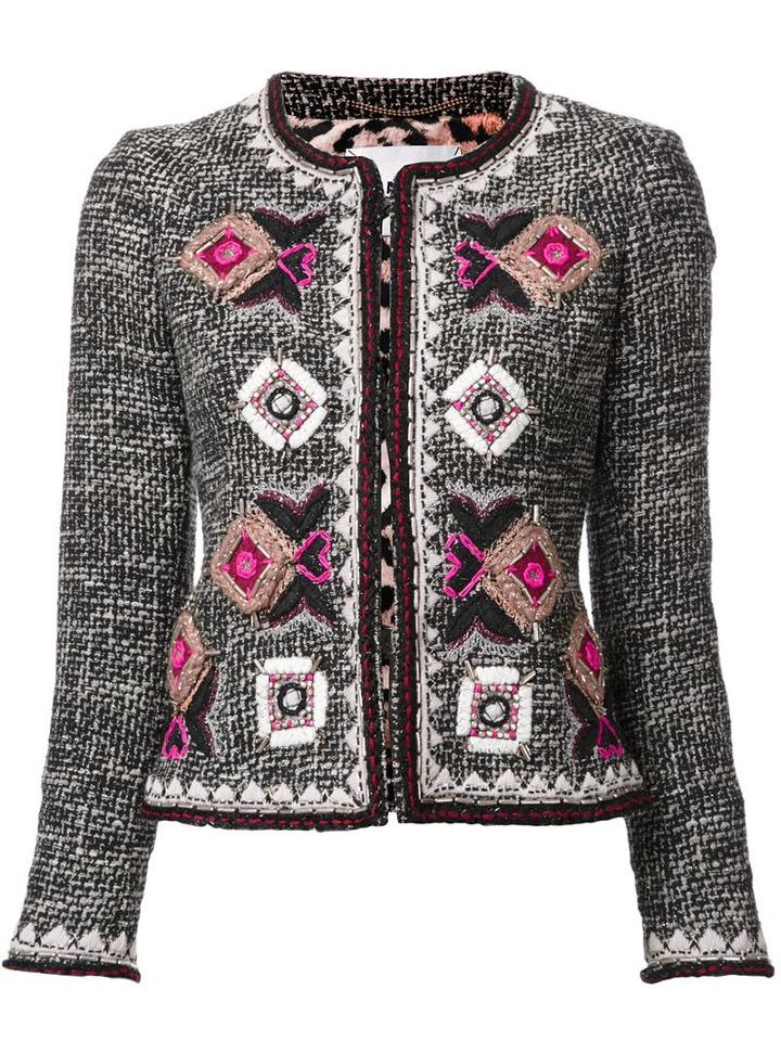 Bazar Deluxe Patterned Tweed Jacket, Women's, Size: 42, Black, Polyester/spandex/elastane
