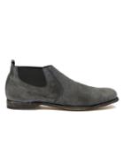 Officine Creative Distressed Ankle Boots, Men's, Size: 44, Grey, Calf Leather/leather/spandex/elastane/velvet