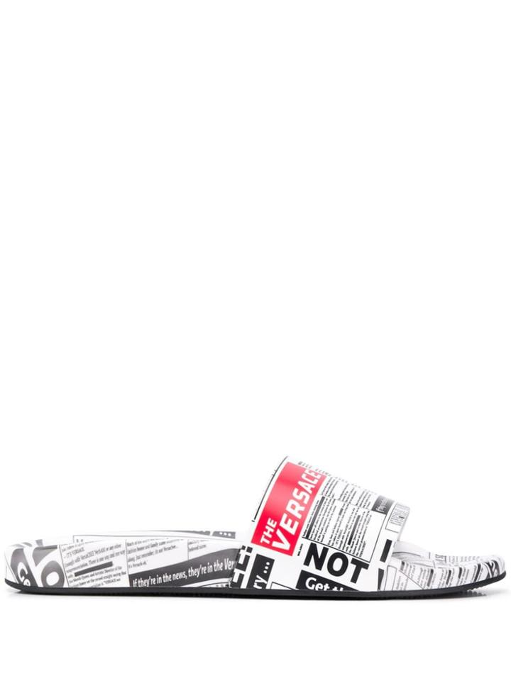 Versace Printed Pool Slides - White