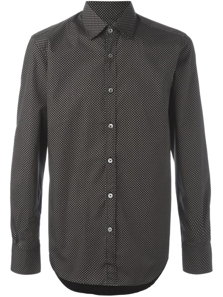 Canali Micro Print Shirt, Men's, Size: Xl, Black, Cotton