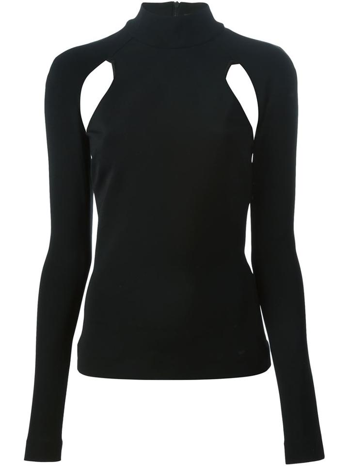 David Koma Long Sleeve Cut-out Detail Top, Women's, Size: 10, Black, Polyamide/spandex/elastane/viscose