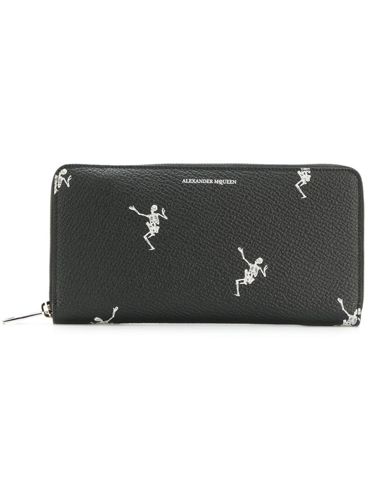 Alexander Mcqueen Dancing Skeleton Continental Wallet - Black