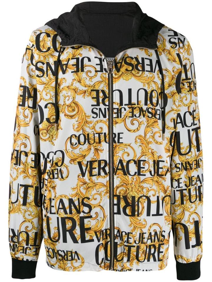 Versace Jeans Couture Baroque-print Logo Hoodie - White