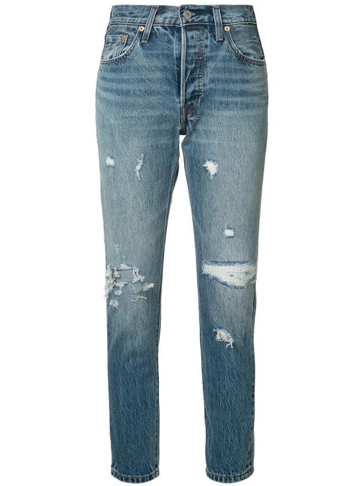 Levi's Distressed Straight-leg Jeans - Blue
