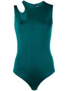 Cushnie Asymmetric Cut-out Bodysuit - Green