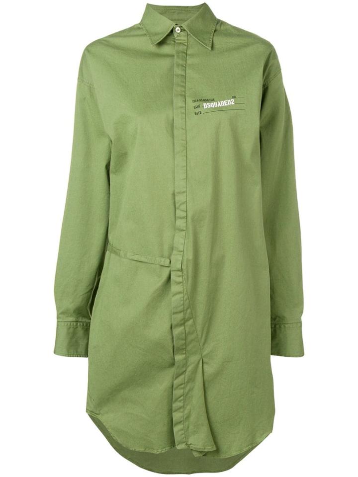 Dsquared2 Longline Asymmetric Shirt - Green