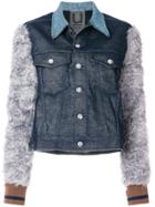 Aviù Denim Jacket With Mohair Sleeves - Blue