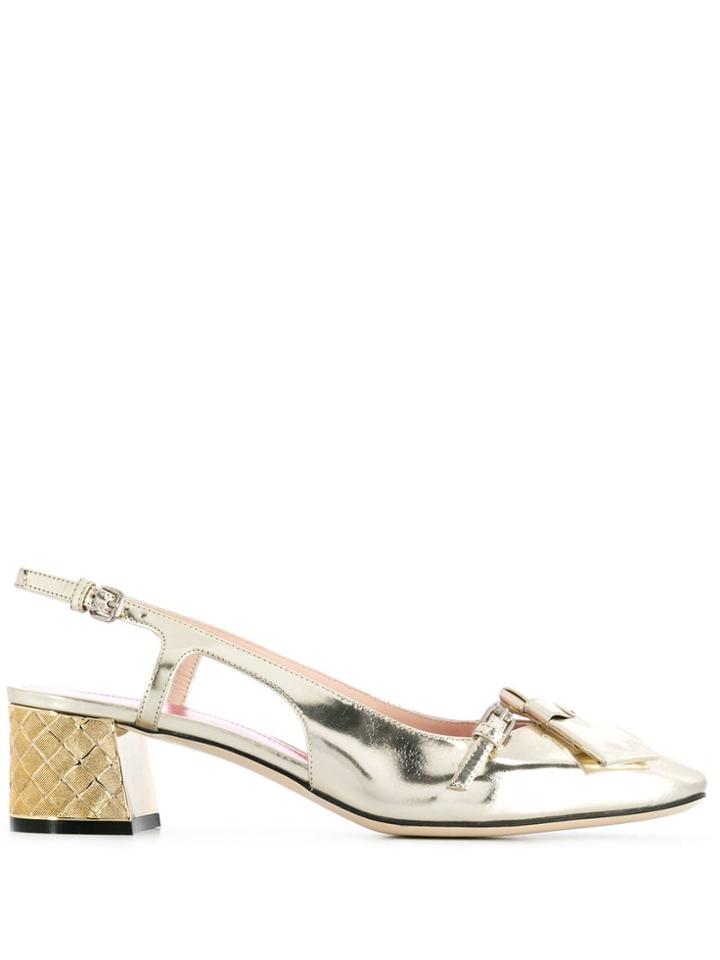 Bottega Veneta Cherbourg Patent Leather Pumps - Gold