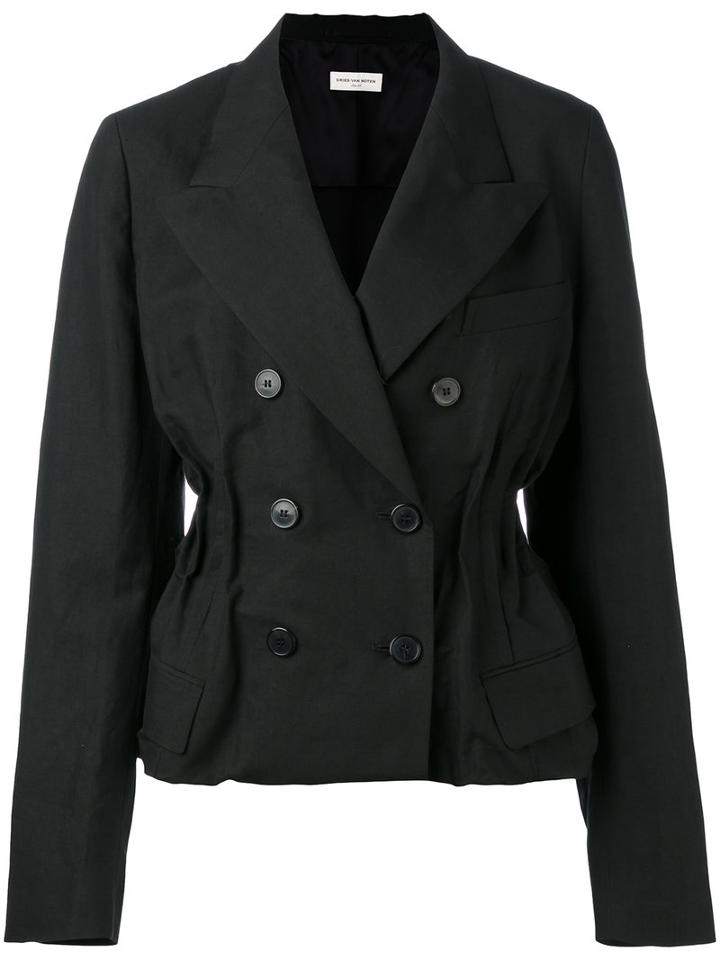 Dries Van Noten Double-breasted Blazer, Women's, Size: 40, Black, Cotton/linen/flax