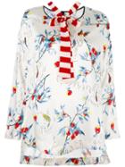 Antonio Marras Floral Print Shift Blouse, Women's, Size: 40, White, Polyester/spandex/elastane