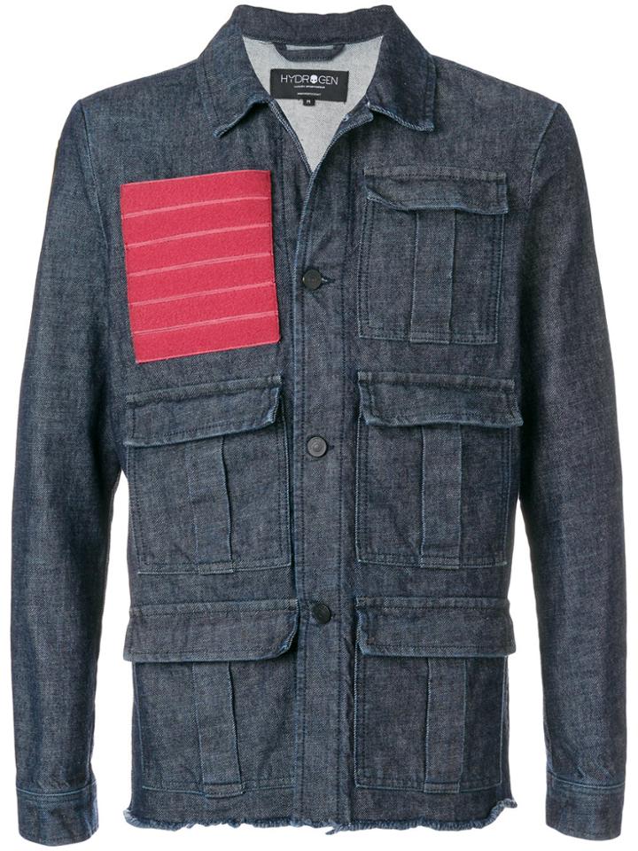 Hydrogen Red Patch Multipocket Denim Jacket - Blue
