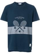 Thom Browne Washed Short Sleeve Tee With Tennis Icon In Classic Pique