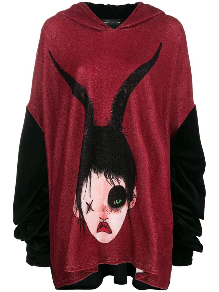 Barbara Bologna Printed Oversized Hoodie - Red