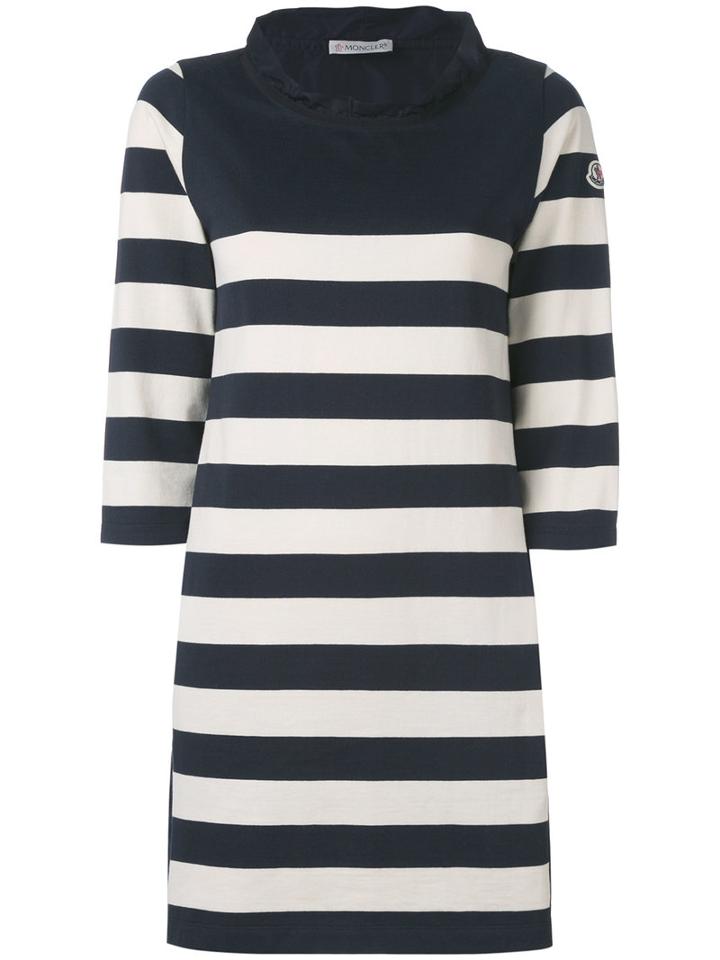 Moncler - Tie Back Striped Dress - Women - Cotton/polyester - S, Blue, Cotton/polyester