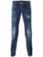 Dsquared2 'slim' Jeans, Men's, Size: 48, Blue, Cotton/calf Leather/synthetic Enamel