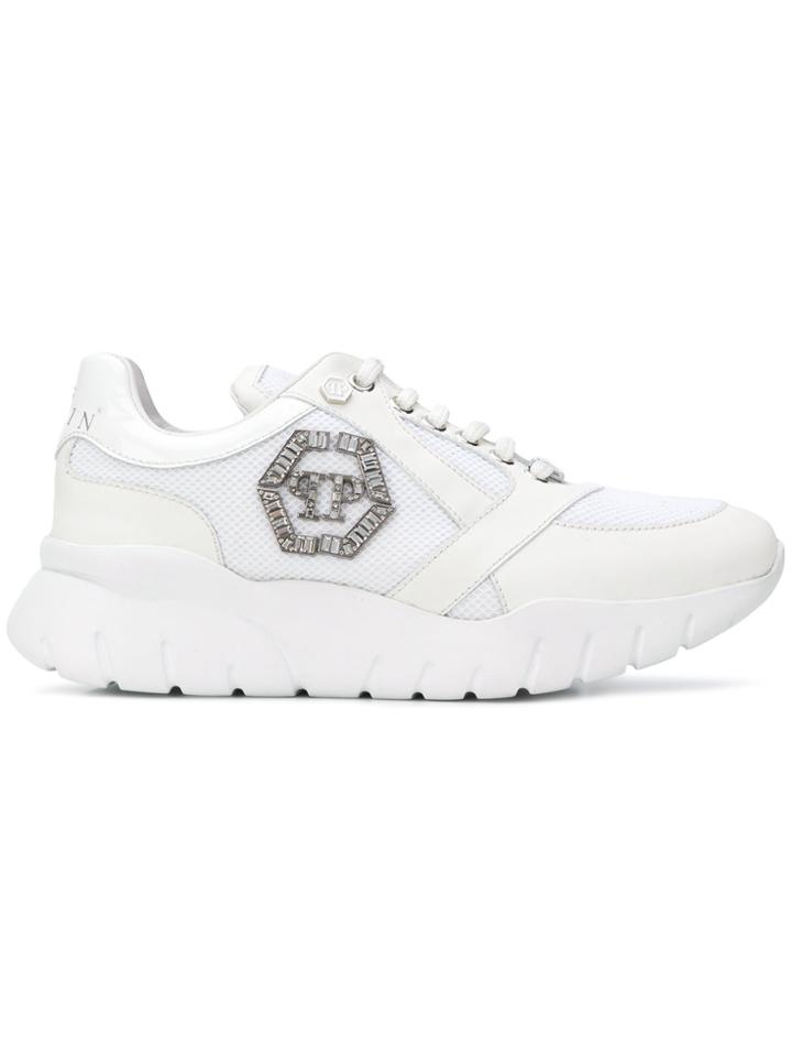 Philipp Plein Logo Embellished Runners - White