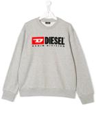 Diesel Kids Teen Logo Print Sweatshirt - Grey