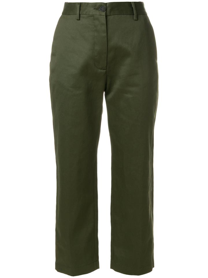 Pence Cropped Straight-leg Trousers - Green