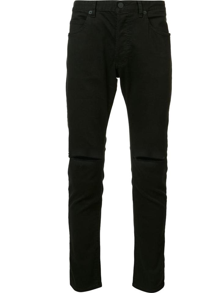 Daniel Patrick Ripped Knee Slim Fit Jeans, Men's, Size: 32, Black, Cotton/spandex/elastane