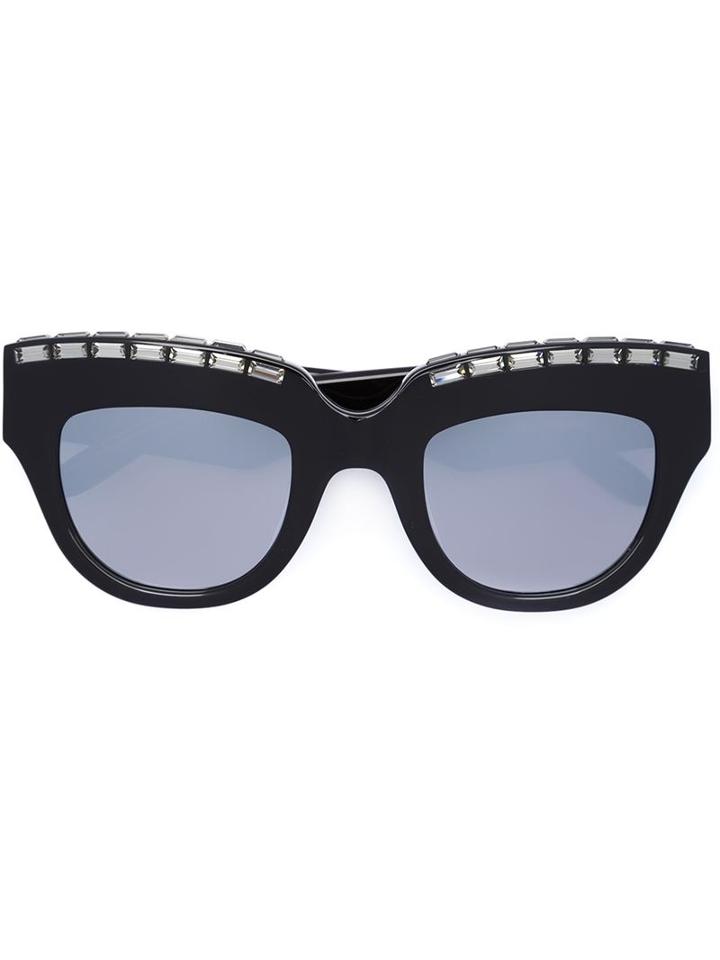 Vera Wang Embellished Cat Eye Sunglasses, Black, Acetate