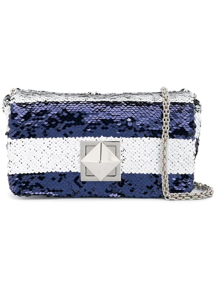 Sonia Rykiel Striped Sequinned Crossbody Bag - Blue