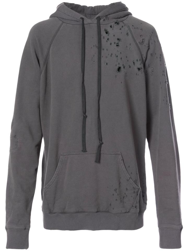 Greg Lauren Destroyed Hero Hoodie - Grey