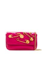 Versace Safety Pin Patent Leather Shoulder Bag - Pink