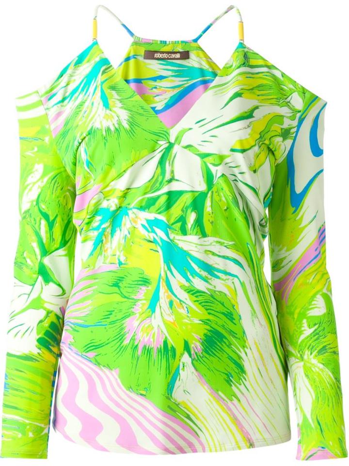 Roberto Cavalli Printed Cold Shoulder Top