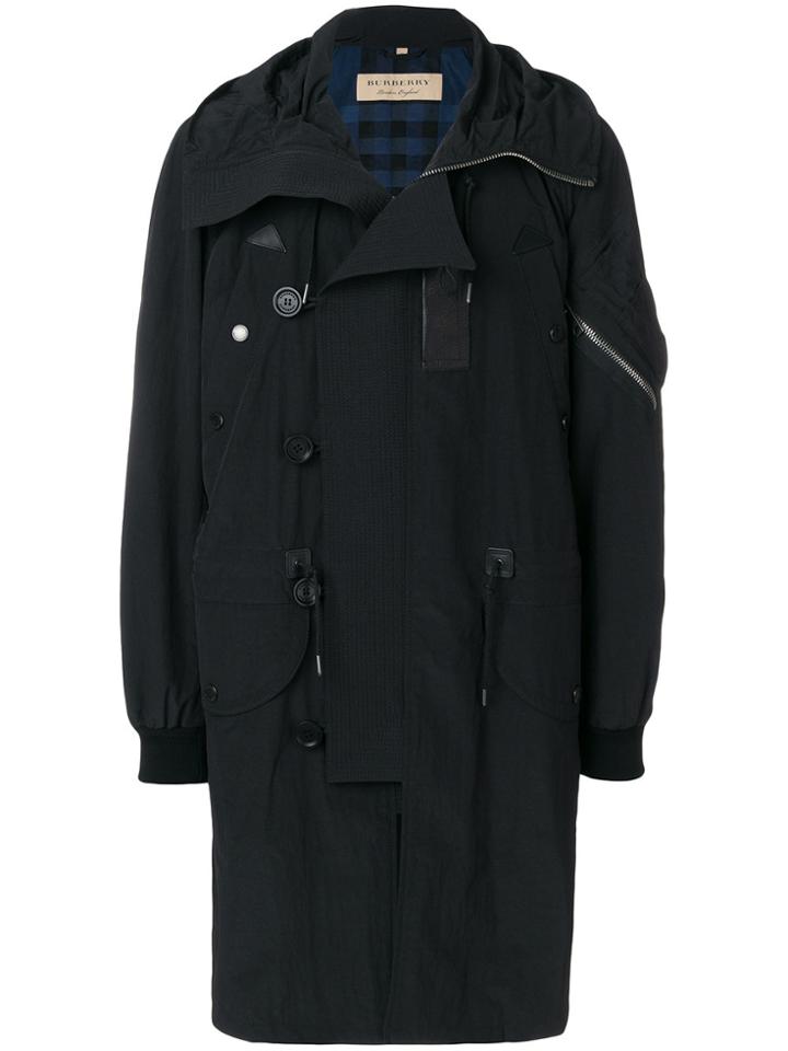Burberry Hooded Parka Coat - Black