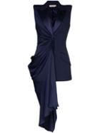 Alexander Mcqueen Asymmetric Draped Sleeveless Blazer - Blue