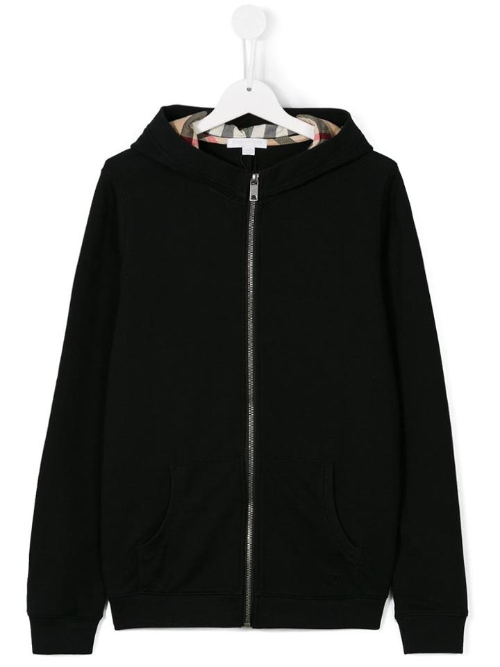 Burberry Kids Haymarket Check Lined Hoodie - Black