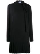 Prada Pre-owned 1990's Pussy Bow Pleated Dress - Black