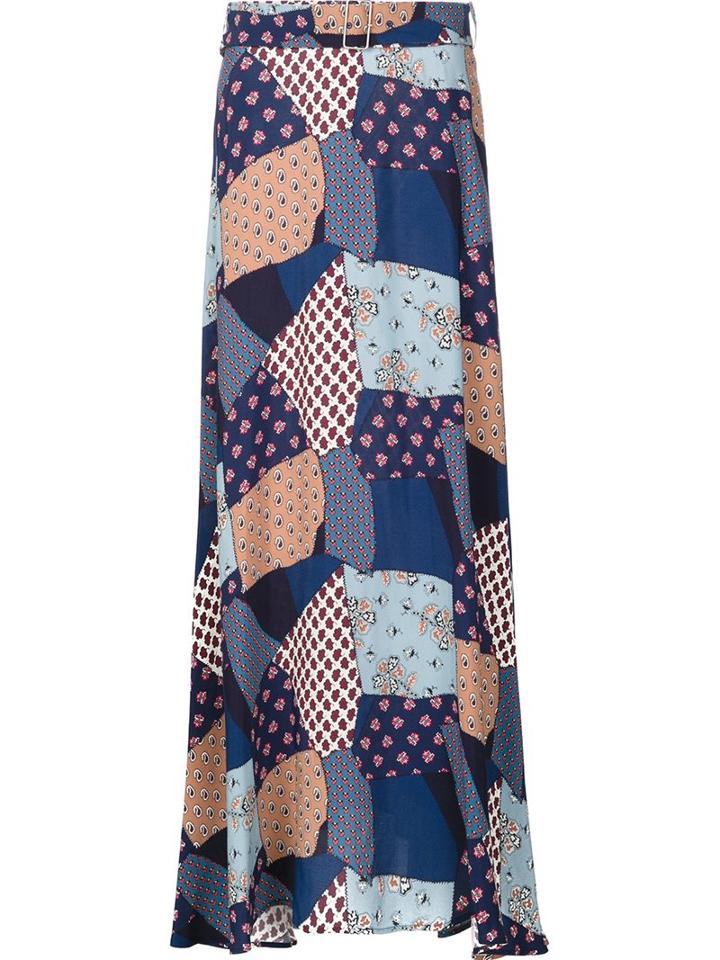 Sea Patchwork Belted Skirt