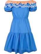 Peter Pilotto Embroidered Off-shoulder Dress, Women's, Size: 10, Blue, Cotton